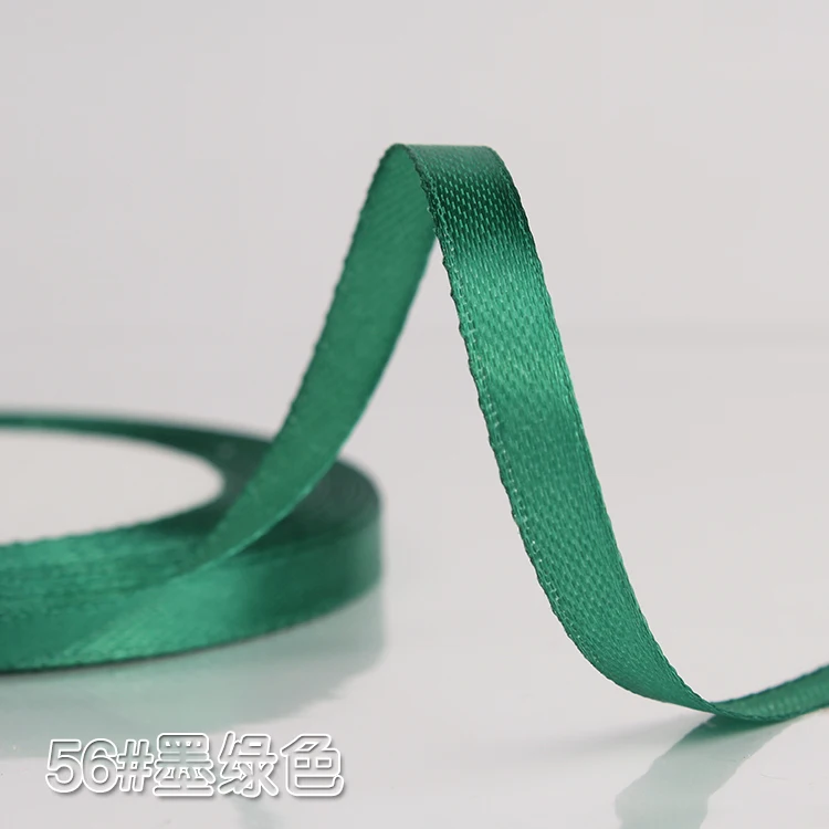 Dark Green 6 мм шелковые атласные ленты для свадьбы, Рождества, дня рождения, украшения, сделай сам, бант, ленты для рукоделия, коробка для торта, упаковочные материалы для подарков - Цвет: Dark Green