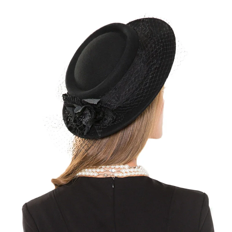 Женская фетровая шляпа FS шерстяная с широкими полями черная Зимняя | Аксессуары