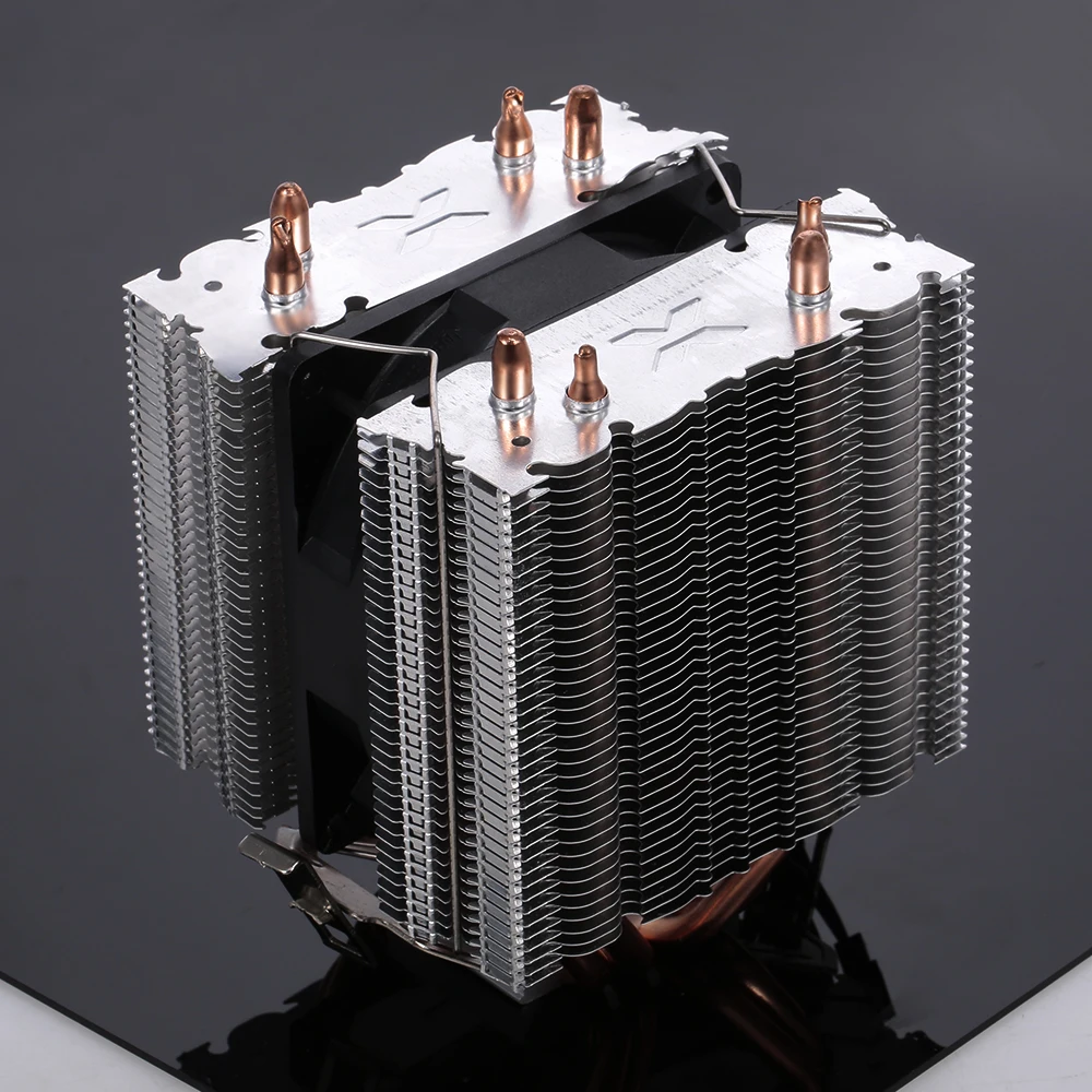 Кулер для процессора с 4 тепловыми трубками 2 вентилятора тихий радиатор