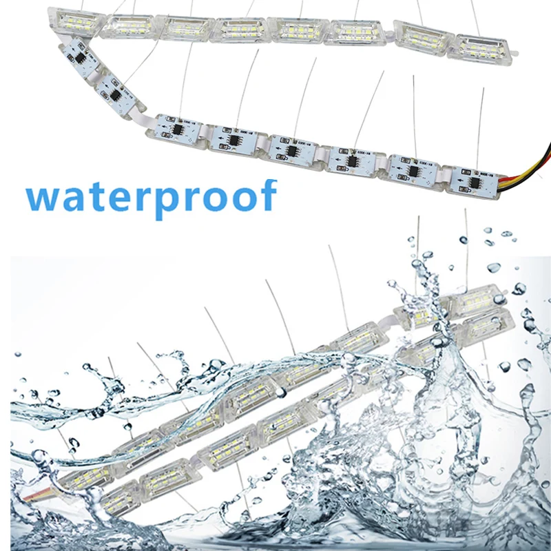 2 шт. ДХО 14 16LED гибкий струящийся водонепроницаемый последовательный светильник