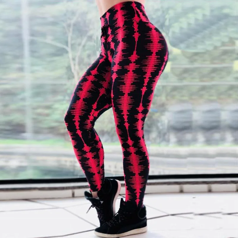 

Sports Wear Women Gym Leggins Fitness Sports Pants Female Yoga Jogging Track Pants Legging Tights Activewear Red black digital