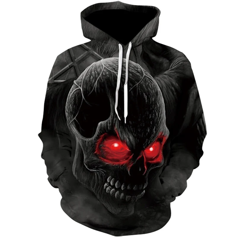 Цельный худи с черепом головной убор мужские толстовки свитшоты 3D принтом