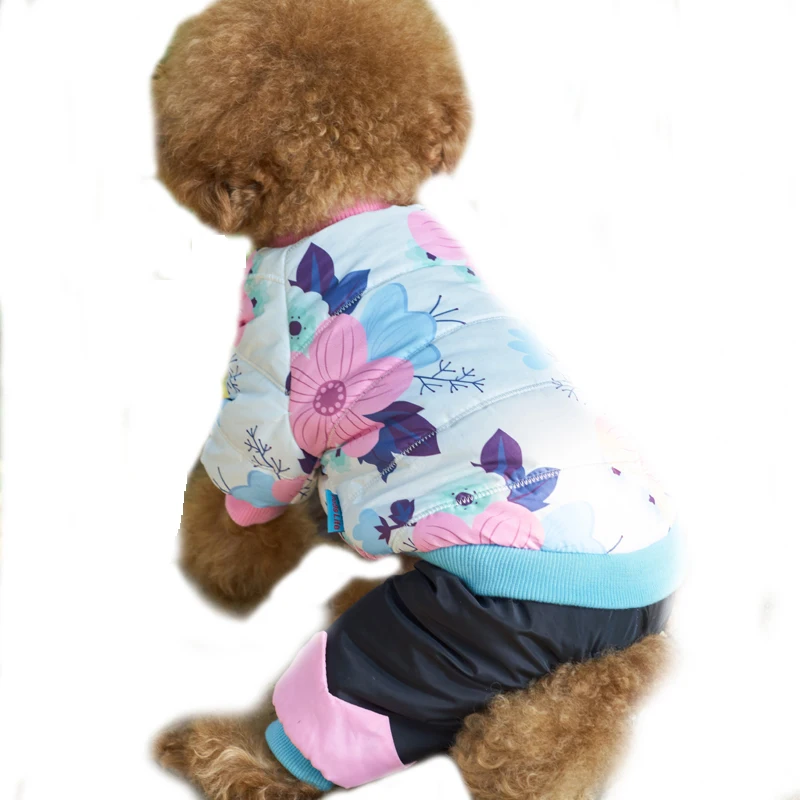 Собак комбинезон зимний теплый полиэстер Темный цветок питомцев Щенок Кошка