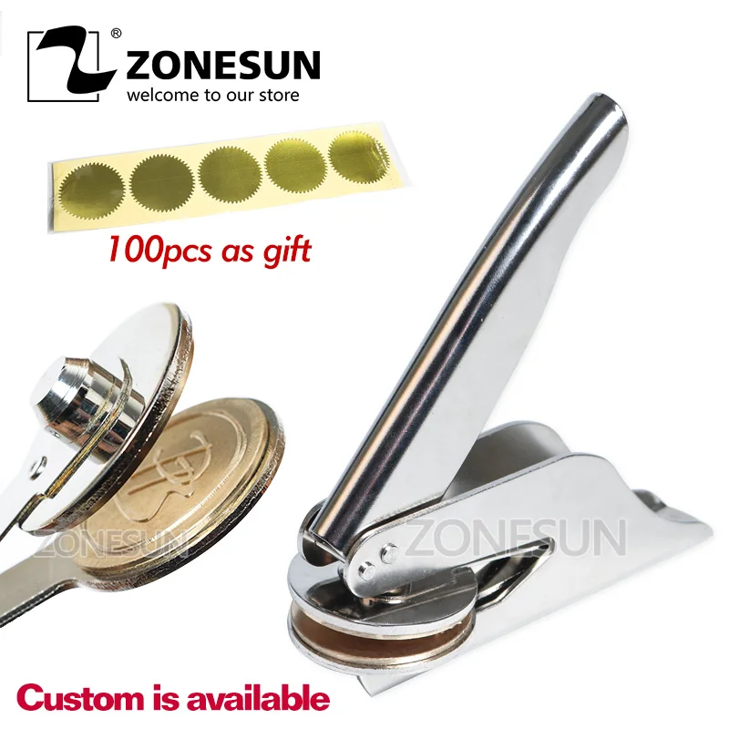 ZONESUN ручной настольный стальной штамп печать название компании печатная машина