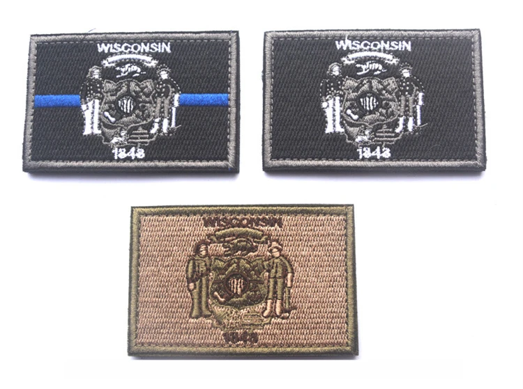 

Embroidered Patches United States State Flag Patch Tactical 3D National Flags wisconsin Armband Badge