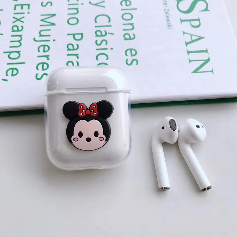 Мультфильм милый 3D Микки Минни большие глаза Airpods Крышка для Apple беспроводной Bluetooth гарнитура Ipod анти-осень мягкая коробка оболочки