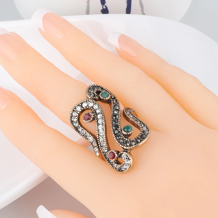 Уникальные антикварные кольца Kinel для женщин винтажные с кристаллами золотого