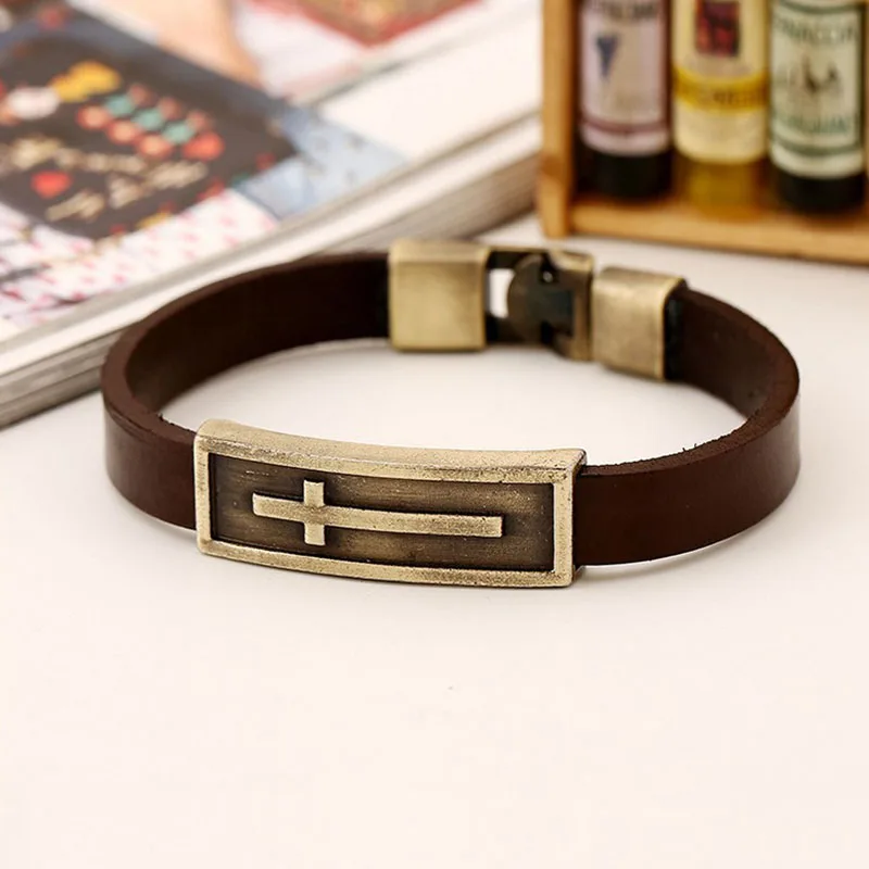 Новинка 2019 модный браслет с золотым крестом в стиле панк из нержавеющей стали