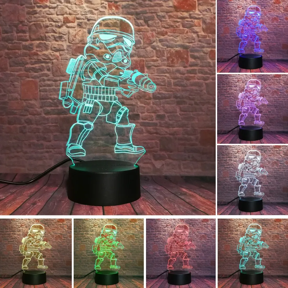 Amroe хит Звездные войны легенды атака клонов Белый воин 3D Led 7 цветов изменение