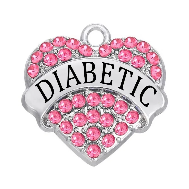 Diy Jewelry Making Medical Awareness Crystal Hearts Diabetic Charm | Украшения и аксессуары
