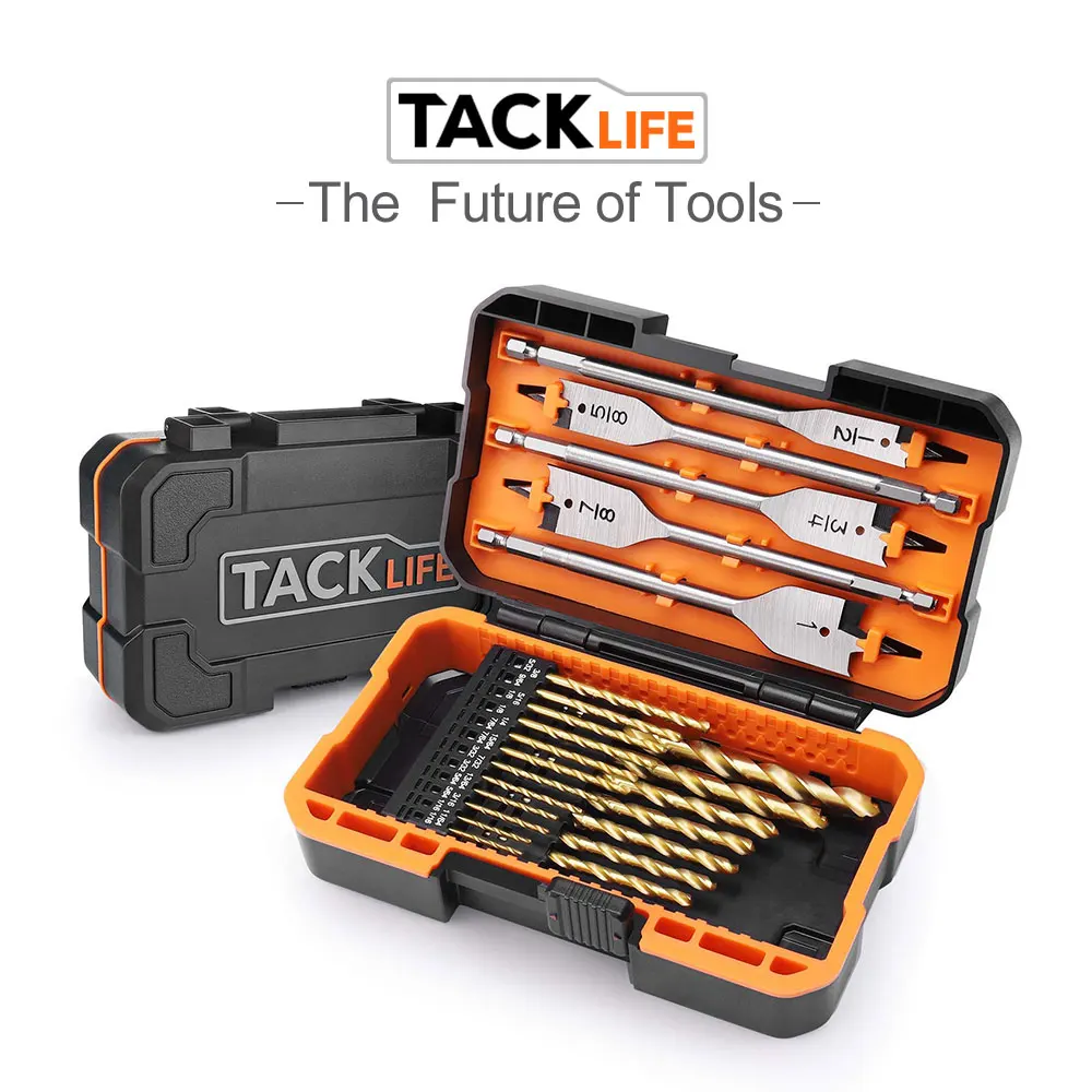 Tacklife 25 шт. набор сверл DB01-20PCS 5 шт. Лопата сверло твист сверло набор высокоуглеродистой стали с титановым покрытием 1/1"-1"