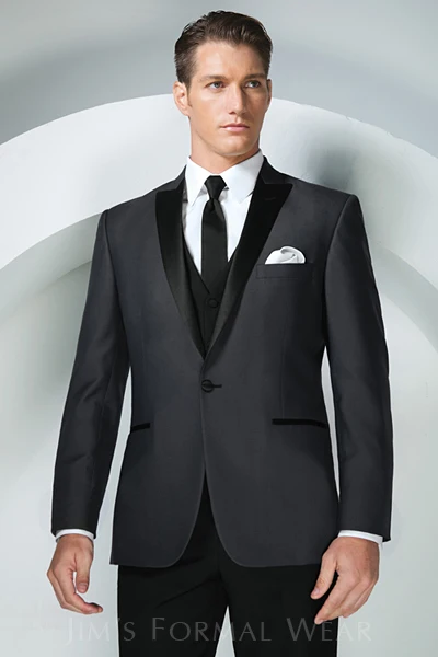 Новинка мужские бальные костюмы на заказ смокинг темно-серые элегантные одной
