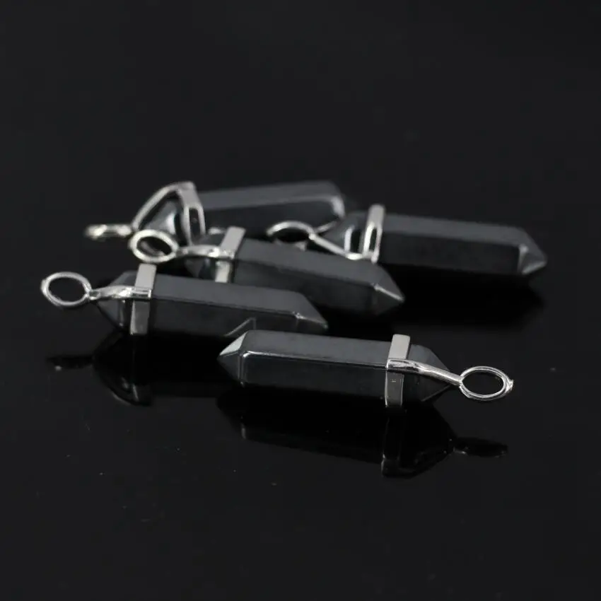 10 шт./лот черная Шестигранная Подвеска из гематита посеребренные граненые