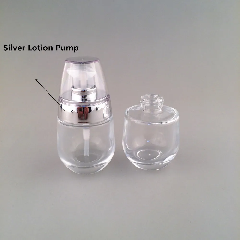 2ps with silver pump 2шт 30 мл Прозрачный матовый косметический секс лосьон насос стеклянная бутылка с лосьоном насос многоразового использования Бутылка - Цвет: 2ps with silver pump