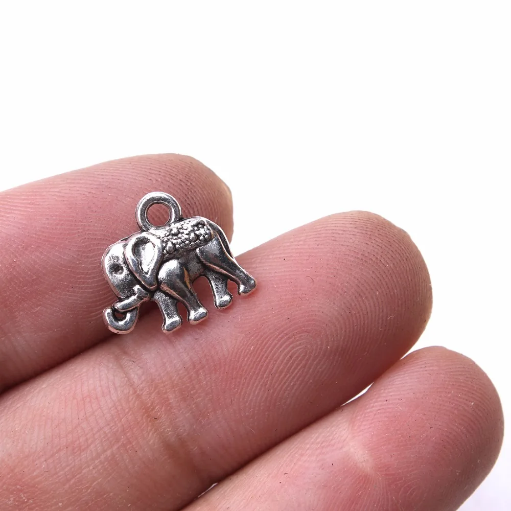 10 шт./лот 12*13 мм милая подвеска в виде слона из сплава античный серебряный браслет