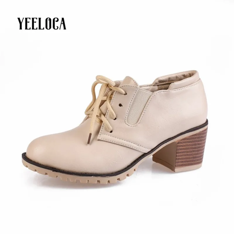 

YEELOCA/женские туфли-лодочки с острым носком на высоком квадратном каблуке со шнуровкой; Повседневная модная женская обувь; сезон весна-осень ...