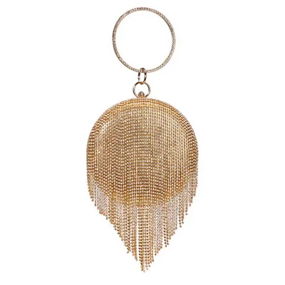 YM8210gold Модные женские вечерние сумки с кисточками, бриллианты, свадебные женские клатчи, стразы, элегантные сумочки на плечо, твердые сумки - Цвет: YM8210gold