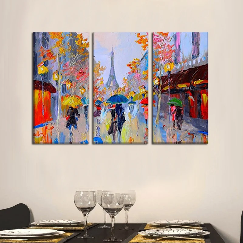 3 шт./лот Романтический Париж Ручная роспись Современная Абстрактная масляная