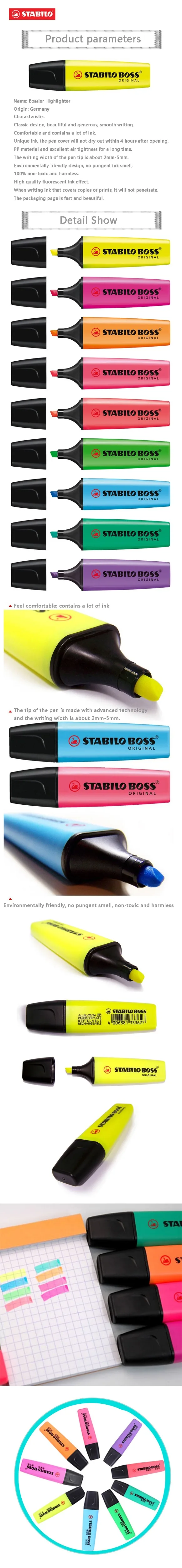 Stabilo Boss Original маркера цветные ручки канцелярские офисные и школьные принадлежности Doodle ручка 3/6/9/12 шт набор