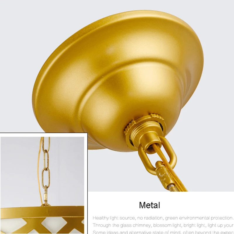 Современная Золотая осветительная лампа E27 креативный тканевый абажур подвесной