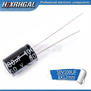 Электролитический конденсатор hjxrhgal, 50 шт., высокое качество, 50 в, 100 мкФ, 8*12 мм, 100 мкФ, 50 в