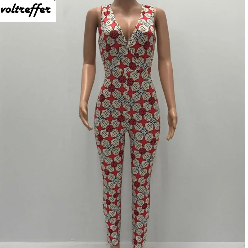 V Neck Floral Print Jumpsuits And Rompers For Women Sexy One Piece Overalls Long Pants Open Back Cross Summer Style Mono Mujer | Женская