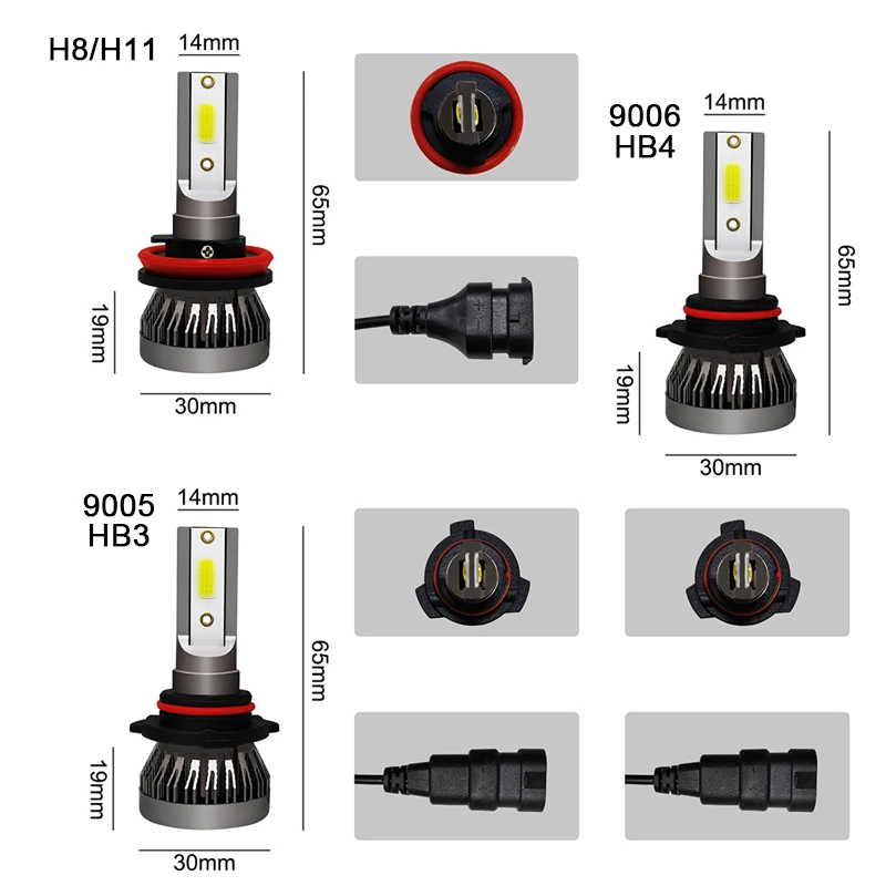 AVACOM 8000K 4300K H7 светодиодный лампы H4 фар автомобиля H1 H8 H9 H11 9005 HB3 9006 HB4 12V 8000LM авто фары