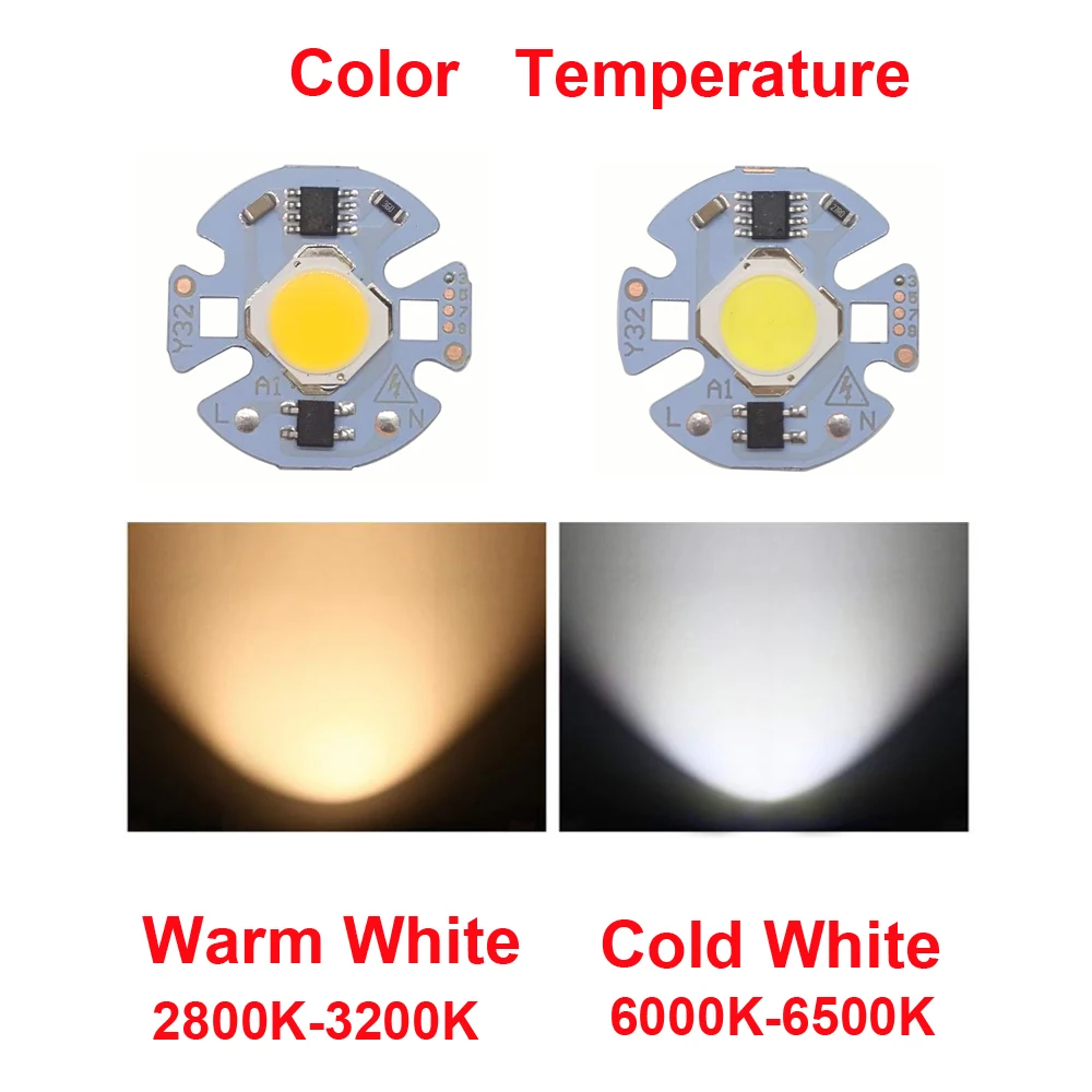 30PCS/LOT LED COB Chip light 9W 7W 5W 3W 220V Input Smart IC Driver Fit For DIY White / Warm Spotlight Floodlight | Лампы и освещение