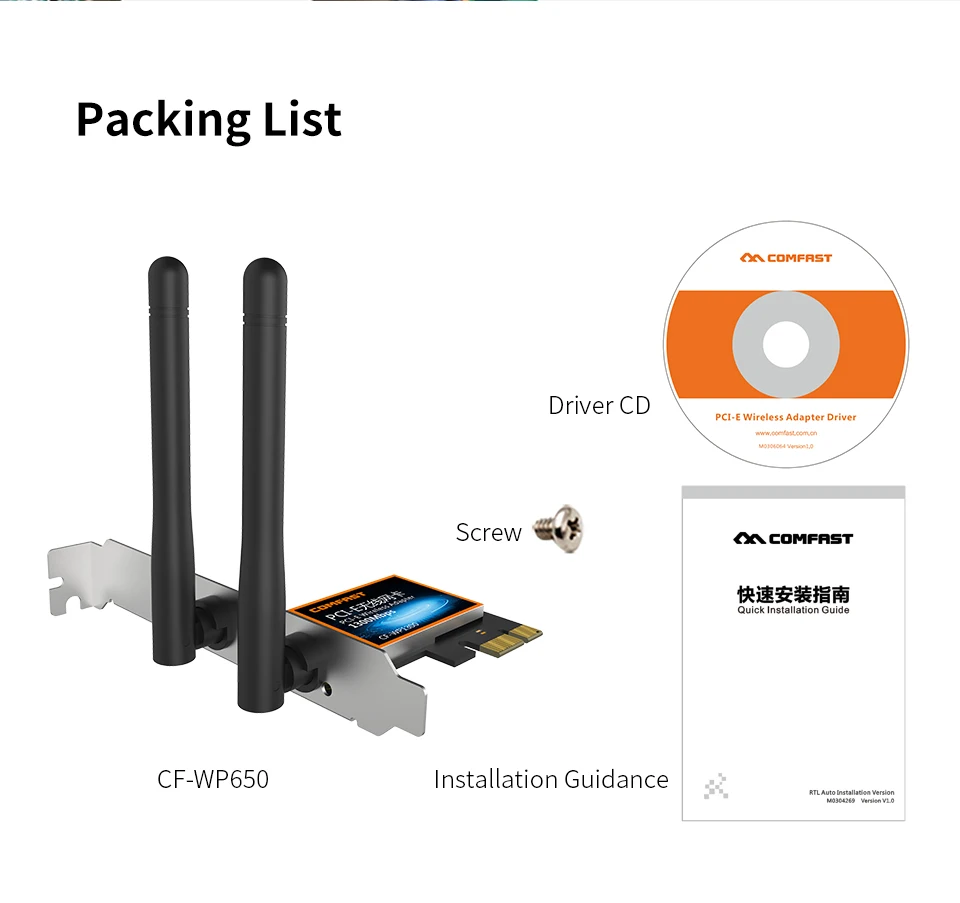 Comfast двухдиапазонный PCI-E беспроводной адаптер 650 Мбит/с 2 4 ГГц и 5 WiFi PCI Express внешняя