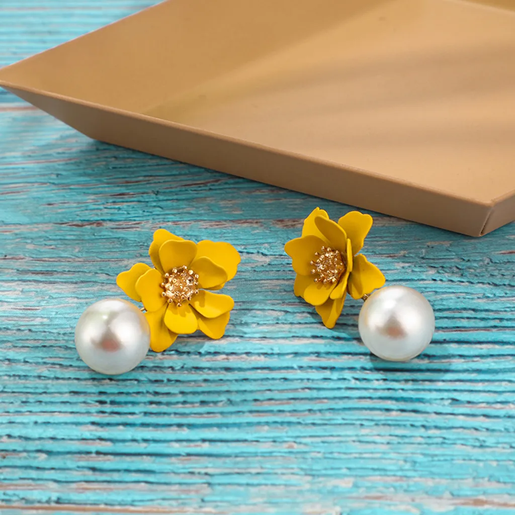 Женские серьги в стиле бохо ювелирные изделия ретро с жемчугом и цветами