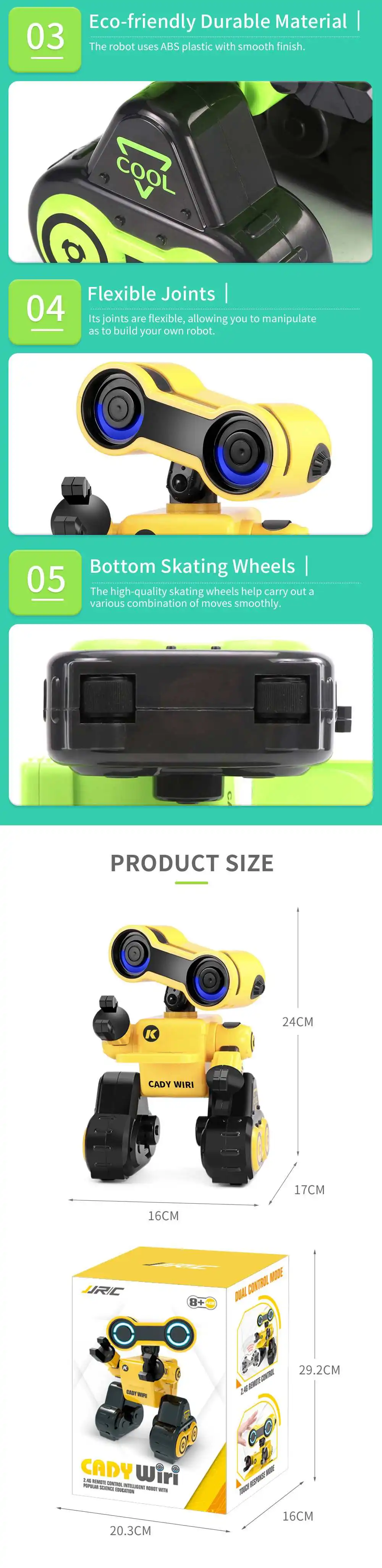 JJRC R13 CADY WIRI умный радиоуправляемый робот программируемый forTouch управление записью голосовых сообщений Поющая Танцующая игрушка в подарок для детей игрушки