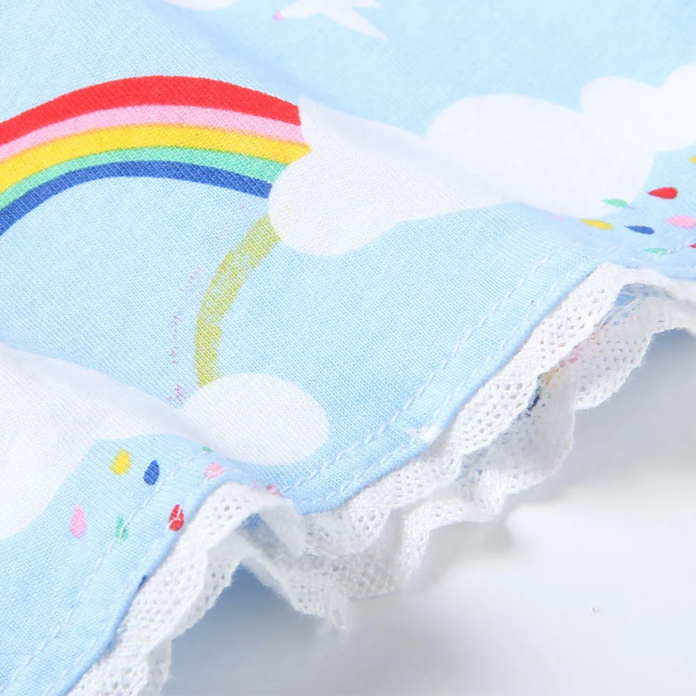 Платье детское летнее хлопковое без рукавов с принтом радуги и облаков | Детская
