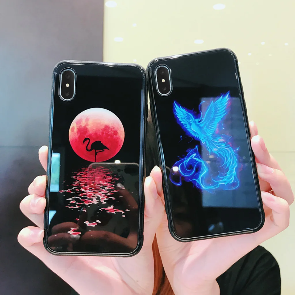 Закаленное Стекло световой сотовый Чехол для телефона iphone 6s 7 плюс 8X10 XS MAX XR 6 Plus 8