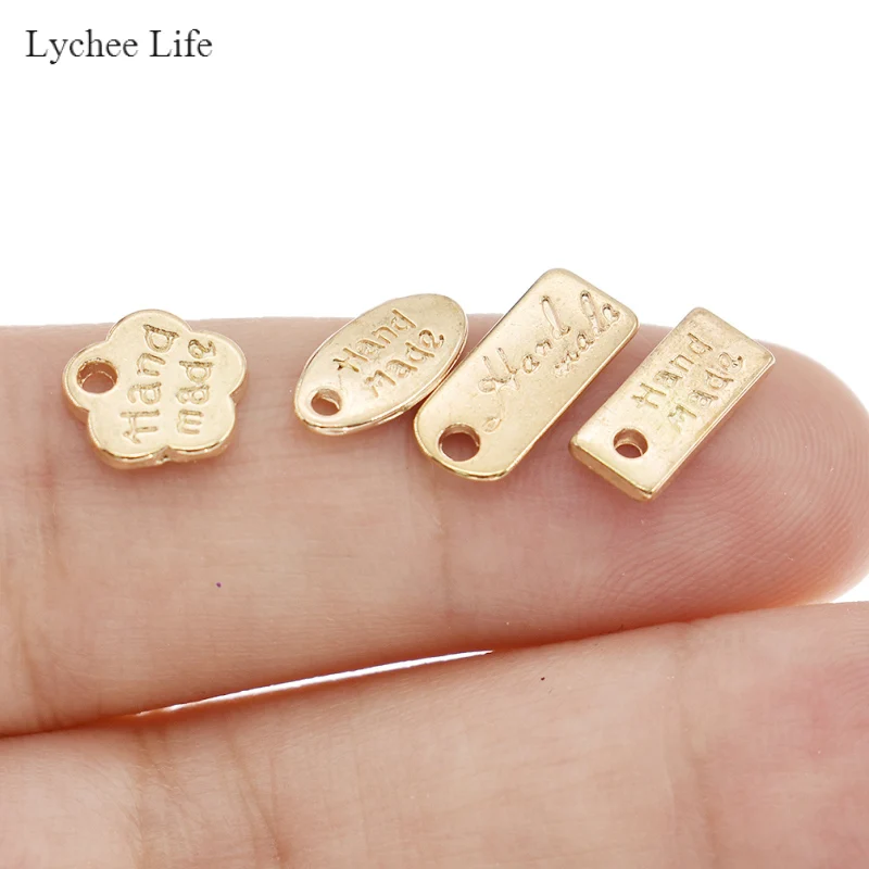 Lychee Life 100 шт. золотые металлические этикетки ручной работы с буквами для сумок
