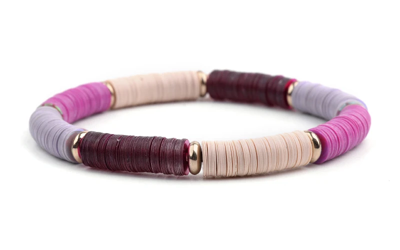 Color 13 Bojiu Boho красочные браслеты для женщин Мода Лето пластик тонкий диск Аксессуары эластичная струна ручной работы девушка браслет BCSET40 - Окраска металла: Color 13
