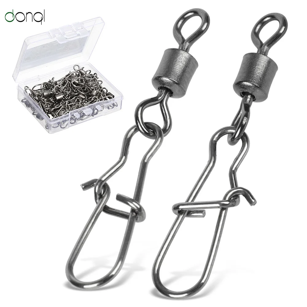 

DONQL Swivel Enhancement Pin Fishing Connector Stainless Steel Hook Fast Rolling Clip Lock Safety Snaps Fishhook Lure Accessorie