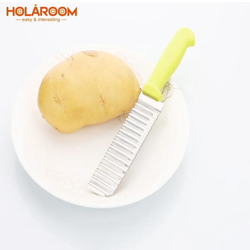 Holaroom измельчитель картофеля ломтерезатели из нержавеющей стали вырезать картофельные волны, извилины Форма овощные чипсы Кухня Ножи аксессуары