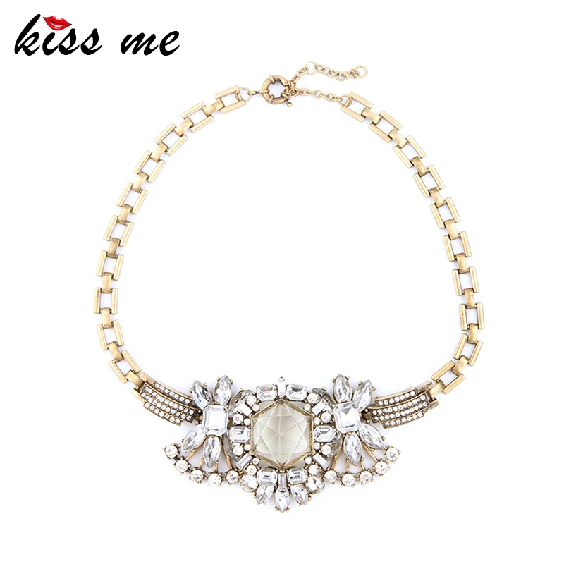 

xl00174 KISS ME New Designs 2017 Fashion jewelry Vintage Metal Rhinestone Pendant Necklace For Women