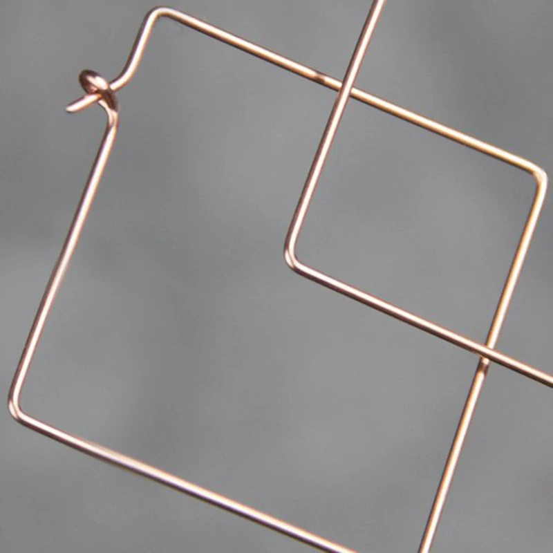 PINJEAS handmade extra square large hoop thin Earrings plain big minimalist lightweight statement oorbellen jewelry | Украшения и