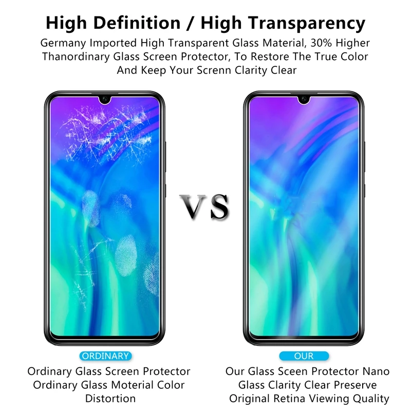 2 шт протектор экрана из закаленного стекла для Huawei Honor 20 Lite экран с уровнем