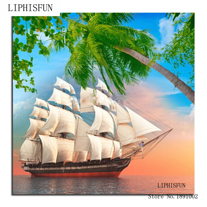 Корабль DIY ручной работы алмаз живопись смолы горный хрусталь вставить вышивки