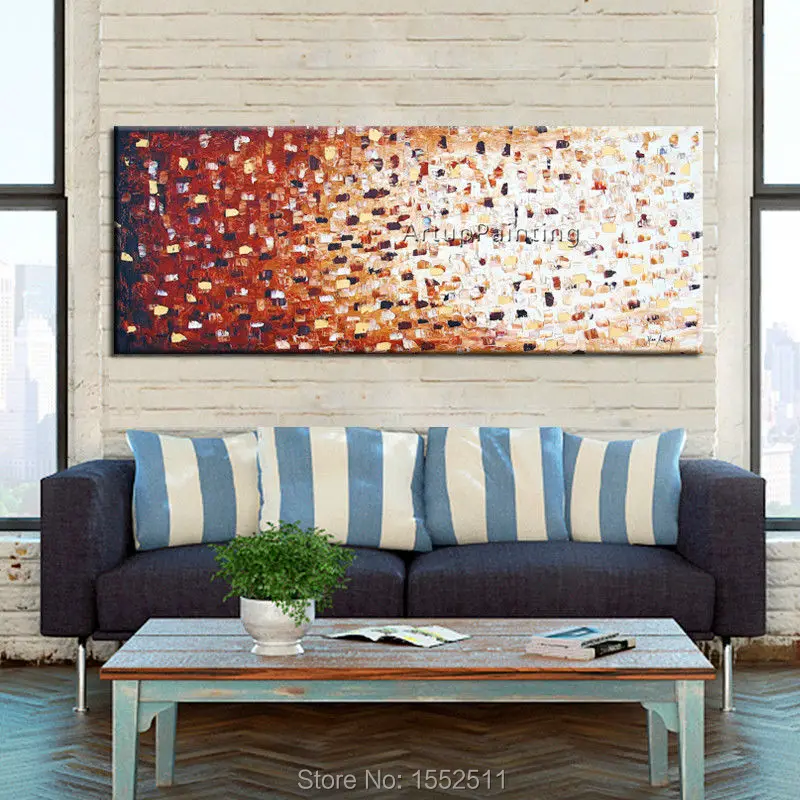 Hand-painted oil painting palette knife green flower wall of modern abstract art canvas decorate the living room 2 | Дом и сад