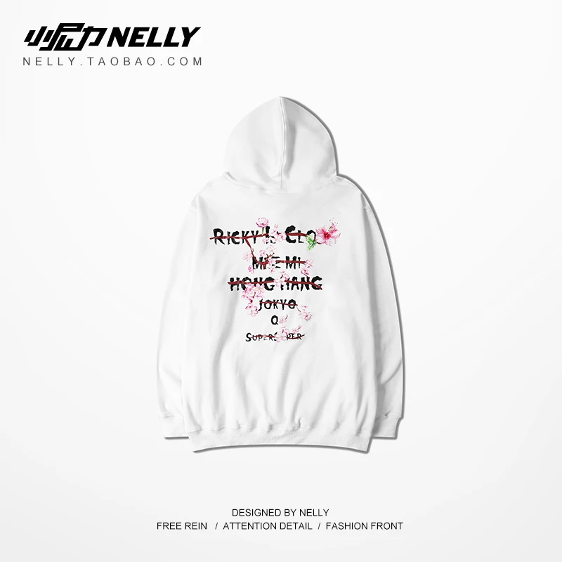NELLY 2019 осень зима Вишневый цветок толстовка с капюшоном в стиле хип хоп