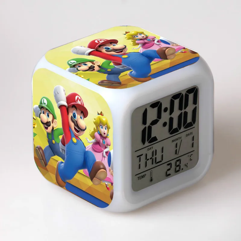 12 Super mario bros Детский будильник, Мультяшные цифровые часы, светильник wake up, светодиодные часы, reloj despertador, настольные часы reveil, настольные часы wekker - Цвет: 12