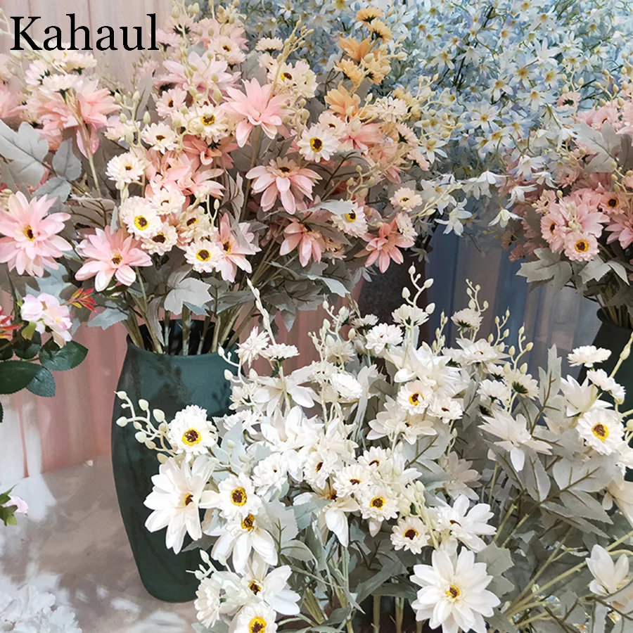Длинные Искусственные цветы высокого качества Маргаритка из шелка для дома