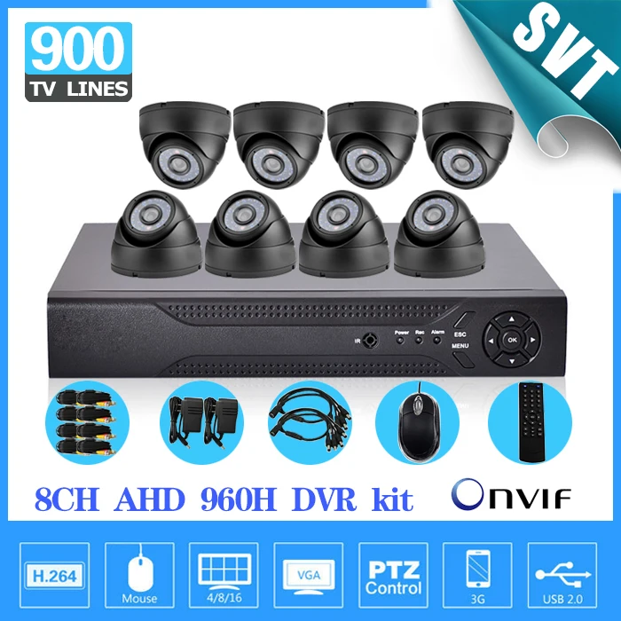 8 канальный видеонаблюдения DVR HVR комплект шт. 900tvl безопасности в помещении