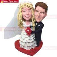 anniversay fully customer design bobble head clay figurines based on customers photos using as wedding or birthday cake topper