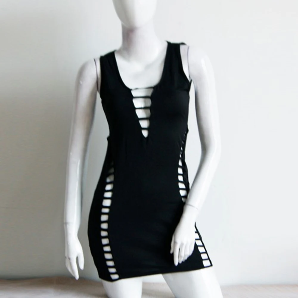 Женское платье с вырезами черное розовое красное летнее 2017 W203083 | Женская одежда