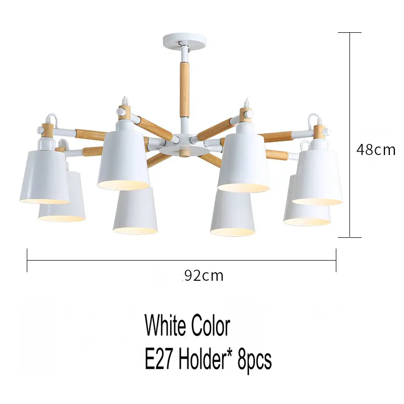 White-8 lights Artpad Nordic люстра лампа 3/6/8 светильник s металлический оттенок деревянный подвесной светильник для Спальня Гостиная Обеденная светильник ing светильники - Цвет абажура: White-8 lights