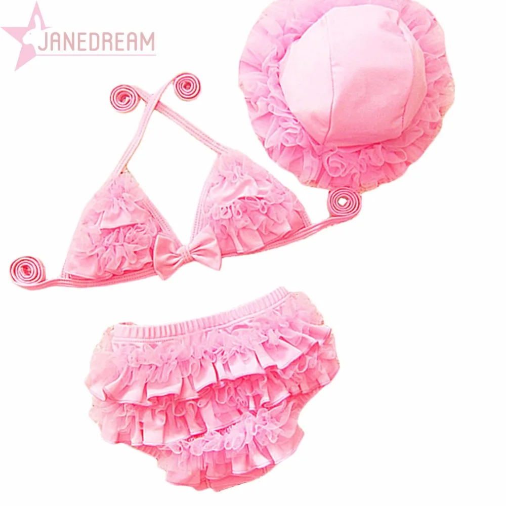 Janedream Girl Swimsuit Swimming Suit For Kids Bikinis 3 PCS Hat Bra and Shorts Clothes Children #273877 | Мать и ребенок
